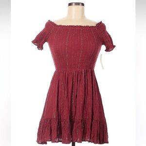 Elegant Burgundy Off-Shoulder Dress